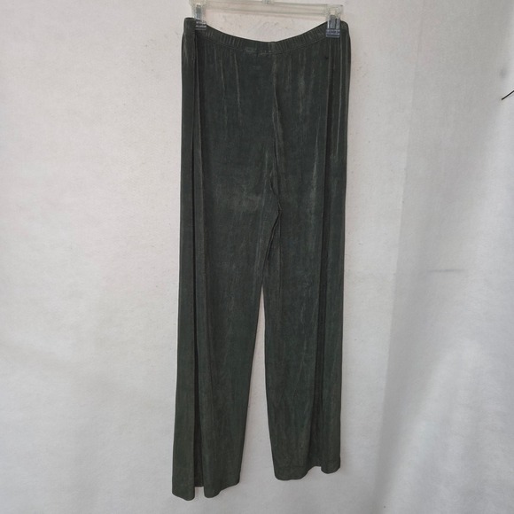 Chicos 2 Travelers Pants Womens 12 Olive Green Acetate Spandex Wide Leg Slinky - Picture 2 of 8
